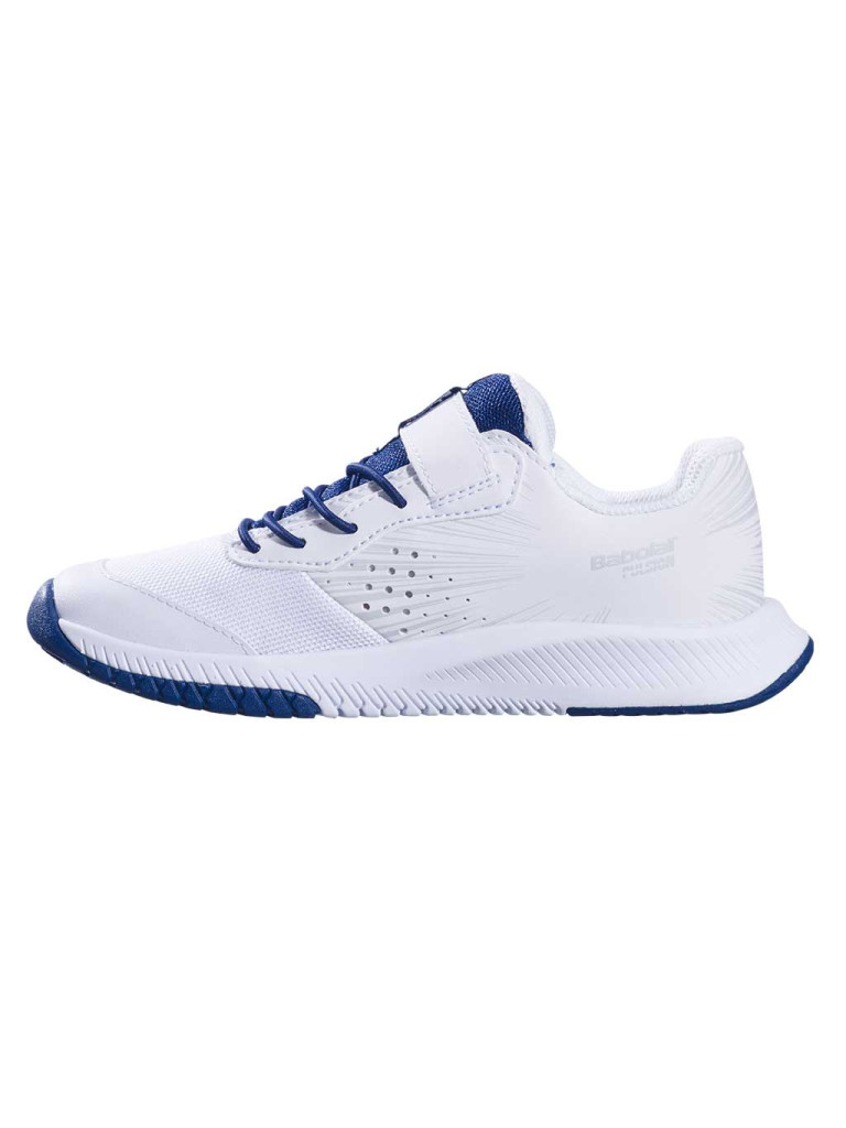 Детски тенис обувки за момчета Babolat PULSION All Court KID - White / Estate Blue Детски тенис обувки за момчета Babolat PULSION All Court KID - White / Estate Blue