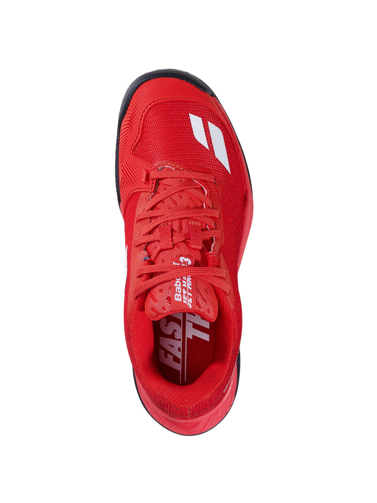Детски тенис обувки за момчета Babolat JET MACH 3 JNR CLAY - Cherry Tomato / White