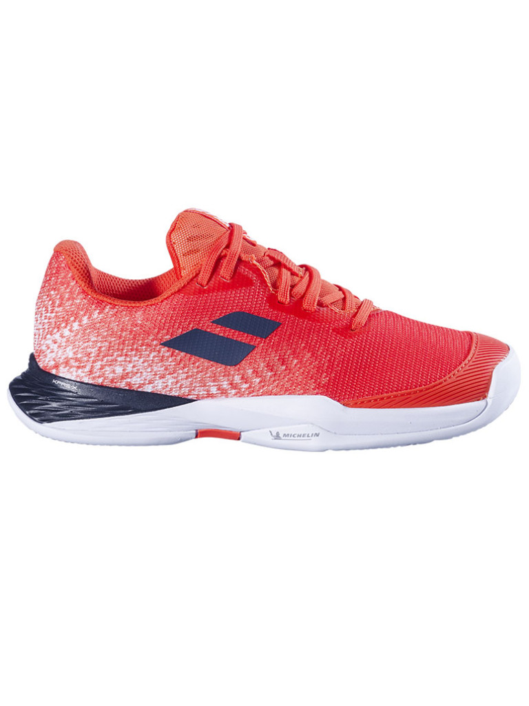 Детски тенис обувки Babolat JET MACH 3 CLAY Strike Red / White