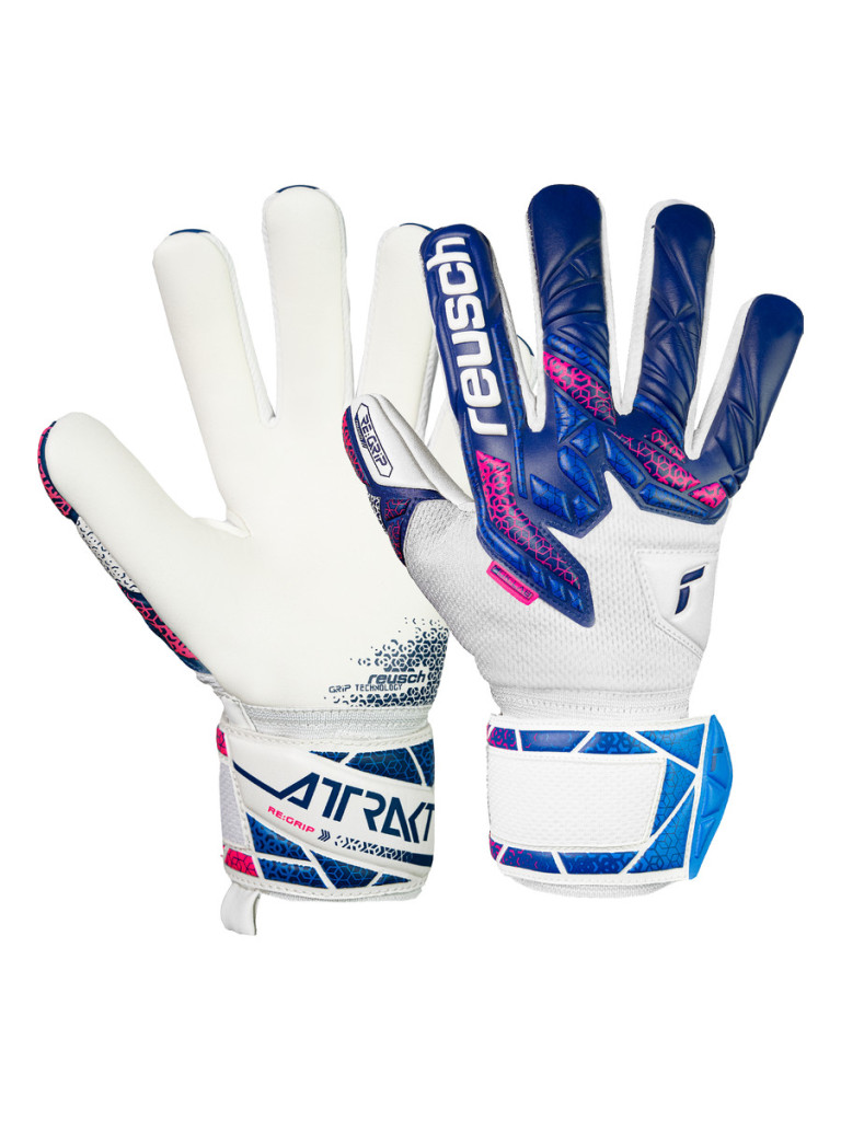 Детски вратарски ръкавици Reusch Attrakt RE:GRIP NC Junior 2025 - Blue-Pink-White