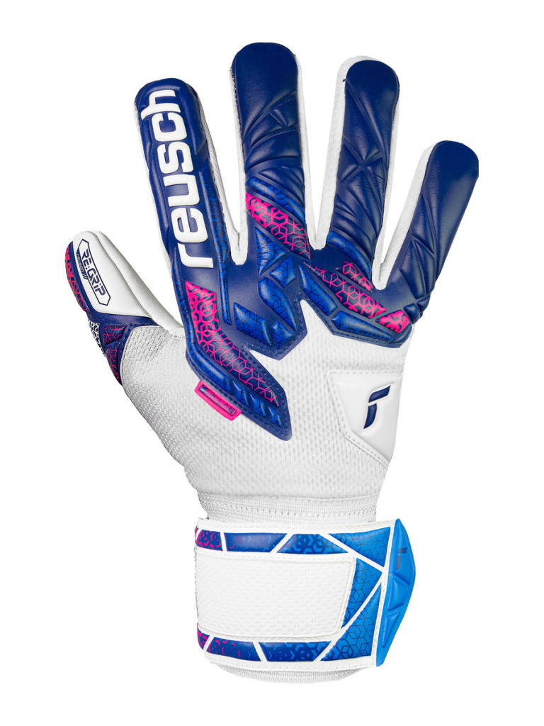Детски вратарски ръкавици Reusch Attrakt RE:GRIP NC Junior 2025 - Blue-Pink-White