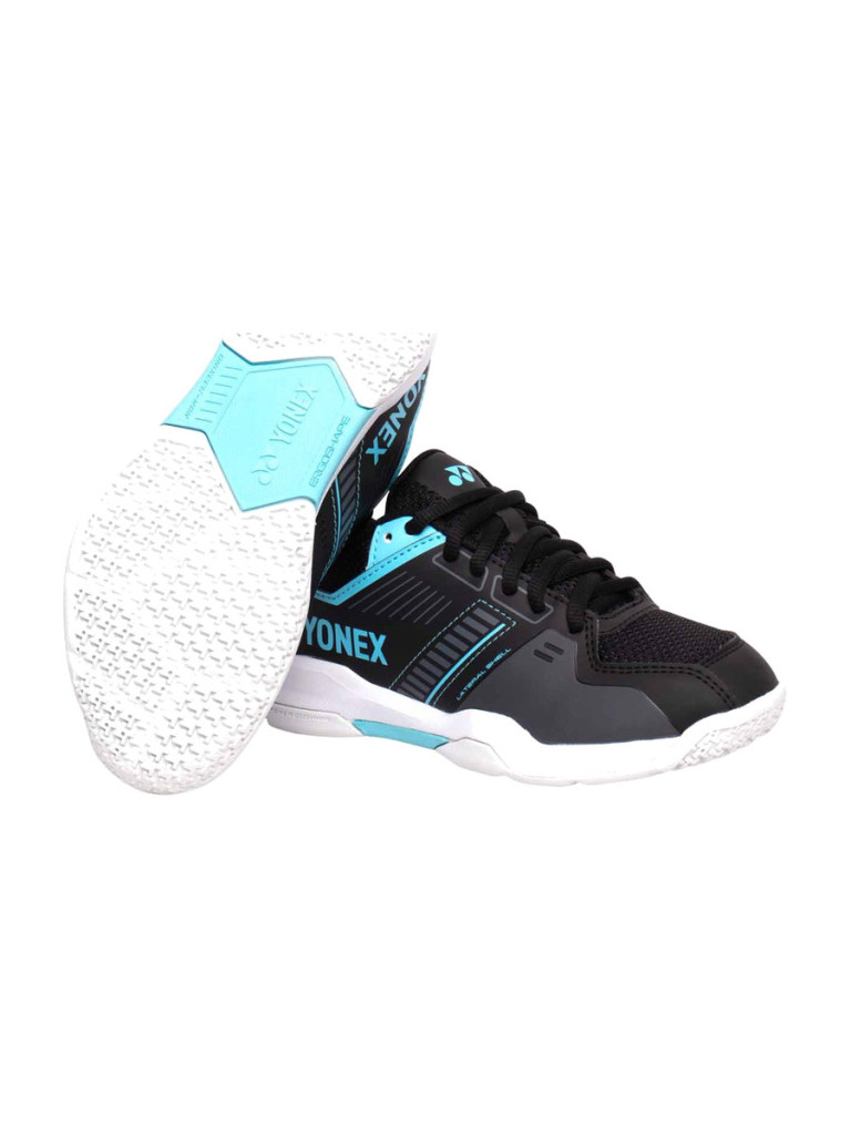 Детски обувки за тенис и бадминтон Yonex Power Cushion Strider Flow Junior Lace - Black/Blue