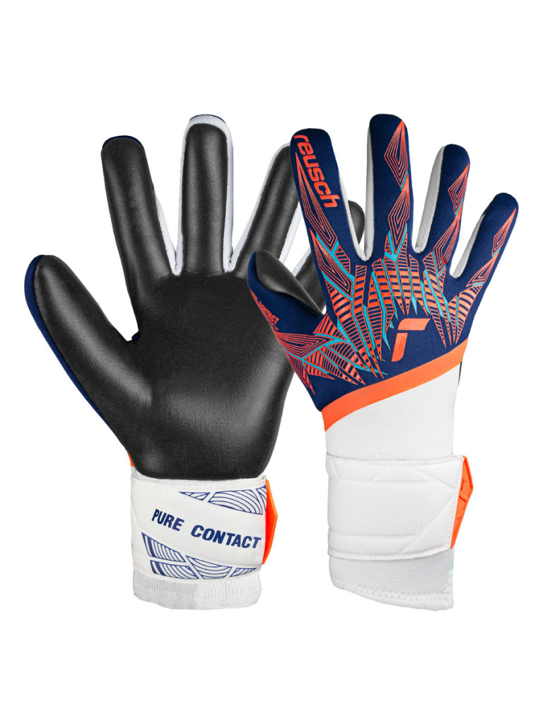 Reusch Pure Contact Gold Junior 2024 Goalkeeper Gloves - Premium Blue-Electric Orange-Black