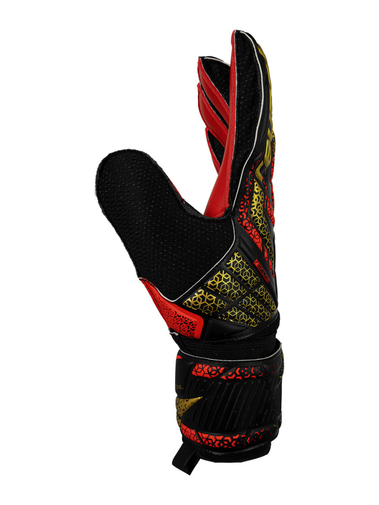 Вратарски ръкавици Reusch Attrakt Solid 2025 - Black-Gold-Fiery Red