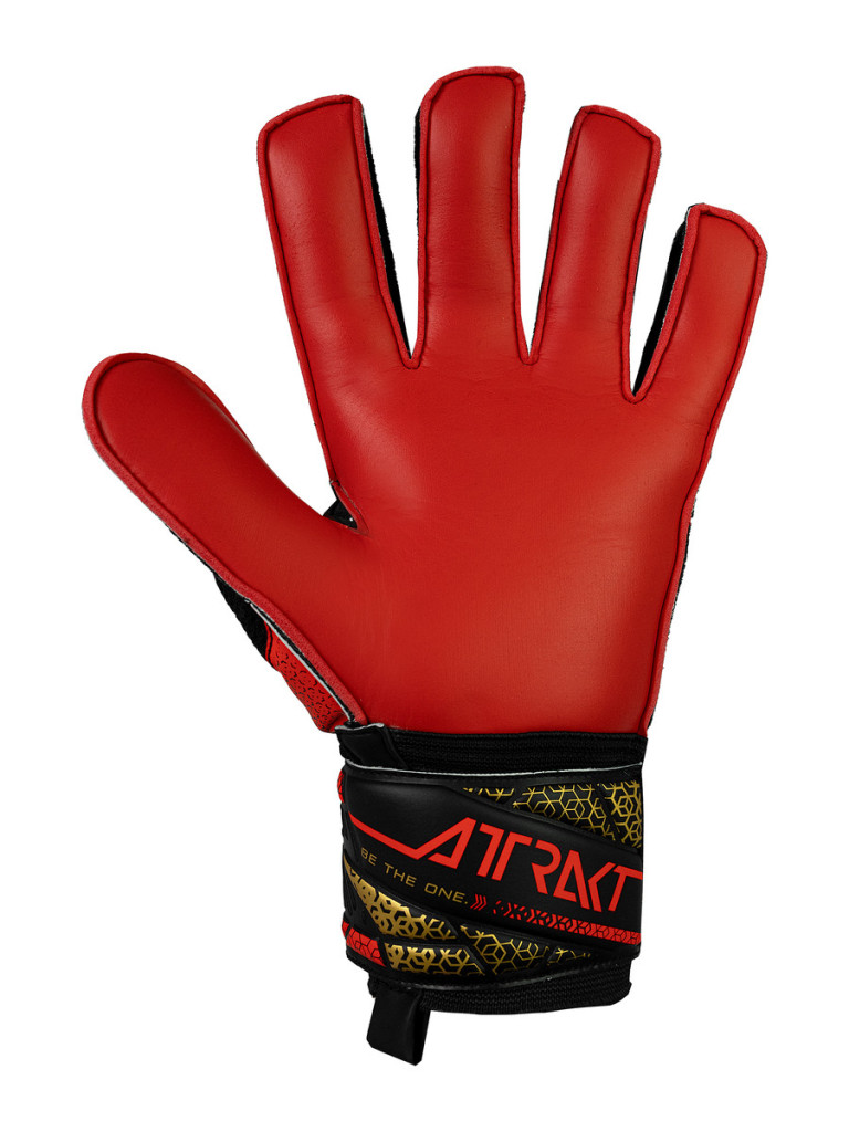 Вратарски ръкавици Reusch Attrakt Solid 2025 - Black-Gold-Fiery Red