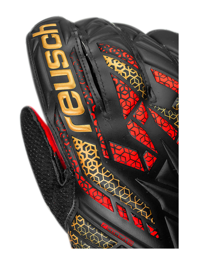 Reusch Attrakt Solid 2025 Goalkeeper Gloves - Black-Gold-Fiery Red
