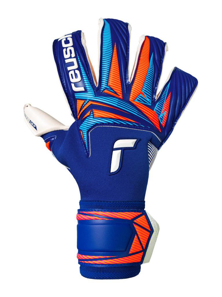 Вратарски ръкавици Reusch Attrakt Gold X Evolution 2026 - Sharp Blue-White-Shocking Orange