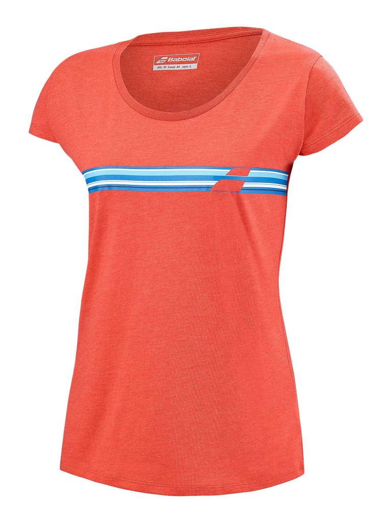 Дамска тениска Babolat EXERSIZE STRIPE TEE POPPY RED