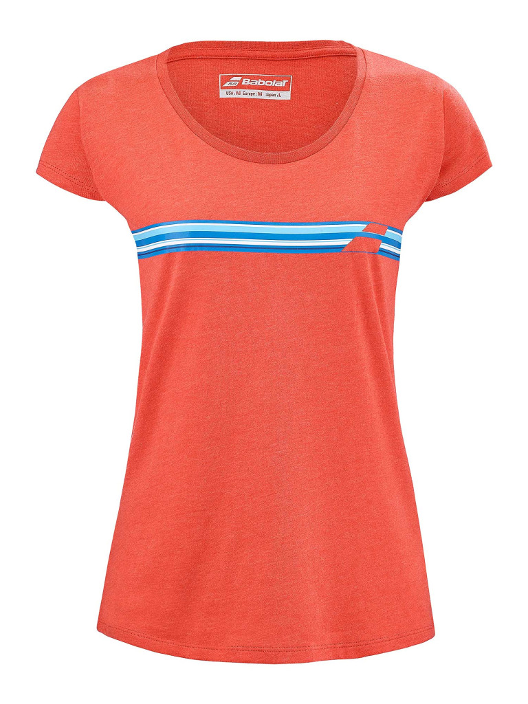 Дамска тениска Babolat EXERSIZE STRIPE TEE POPPY RED