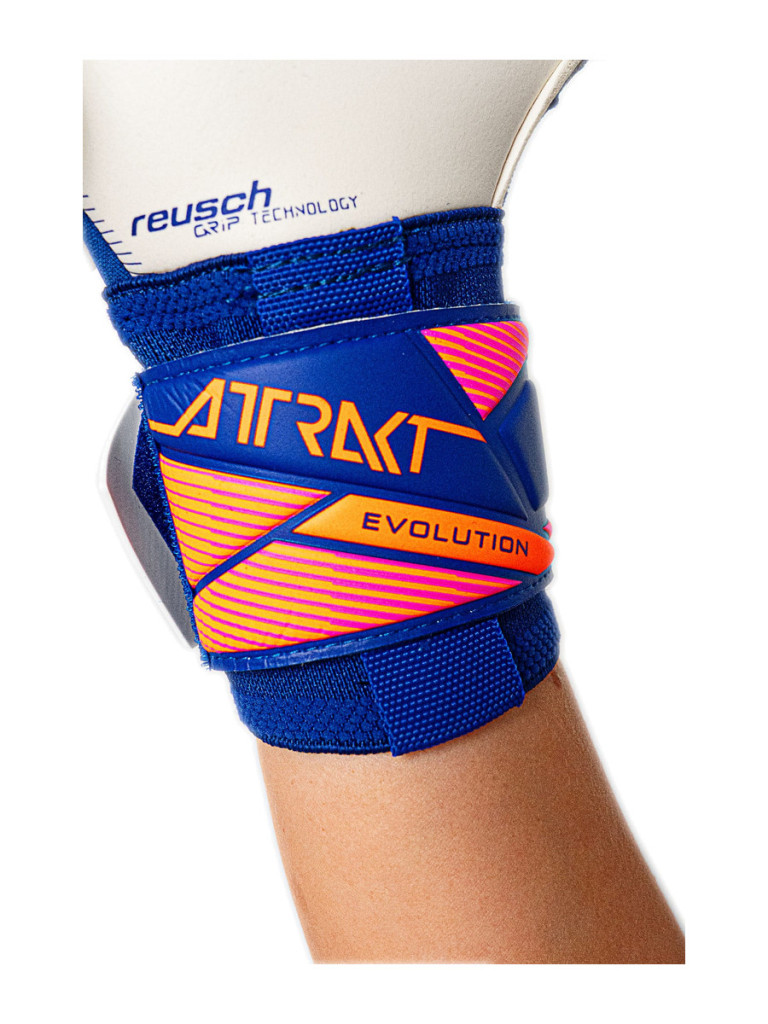 Вратарски ръкавици Reusch Attrakt Gold X Evolution 2026 - Sharp Blue-White-Shocking Orange