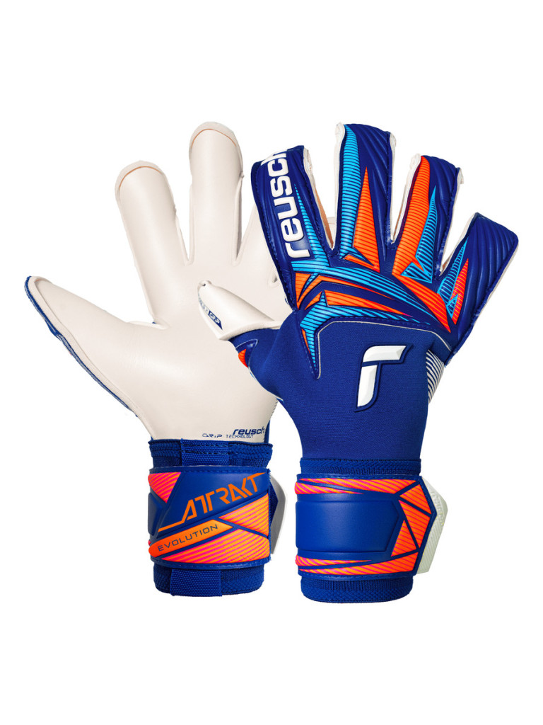 Вратарски ръкавици Reusch Attrakt Gold X Evolution 2026 - Sharp Blue-White-Shocking Orange