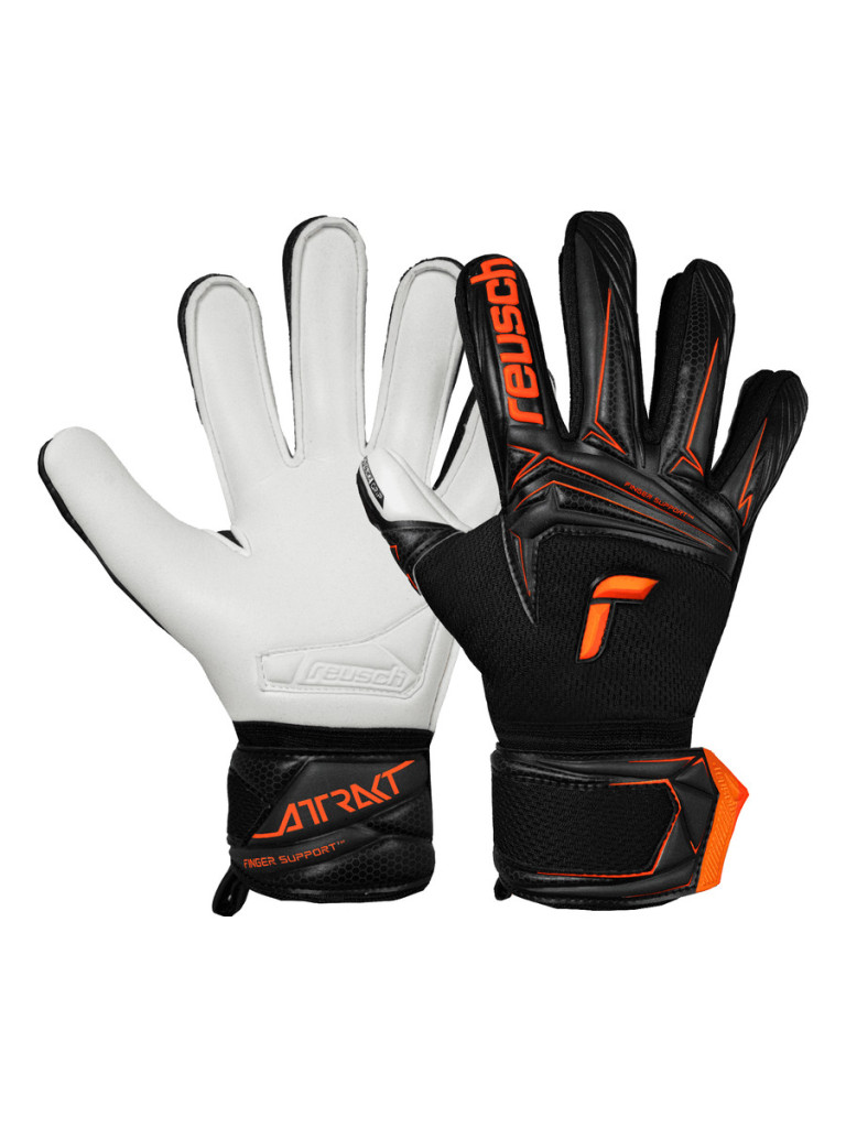 Reusch Attrakt Advance Finger Support Junior 2026 Goalkeeper Gloves - Black-Shocking-Orange