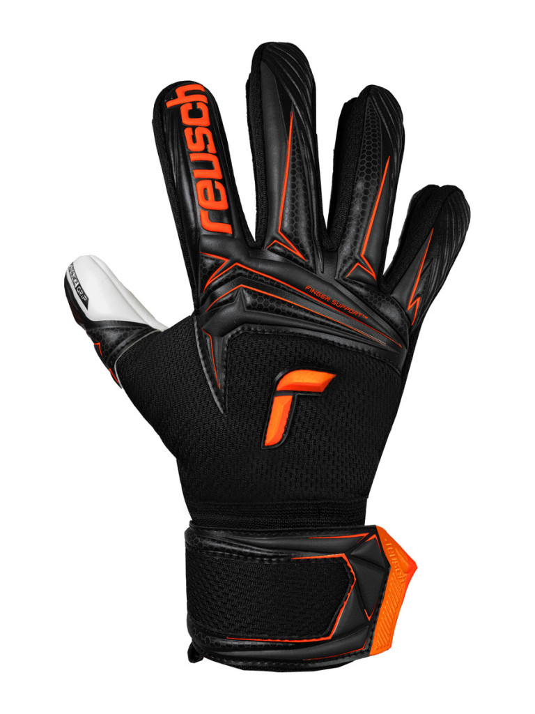 Reusch Attrakt Advance Finger Support Junior 2026 Goalkeeper Gloves - Black-Shocking-Orange
