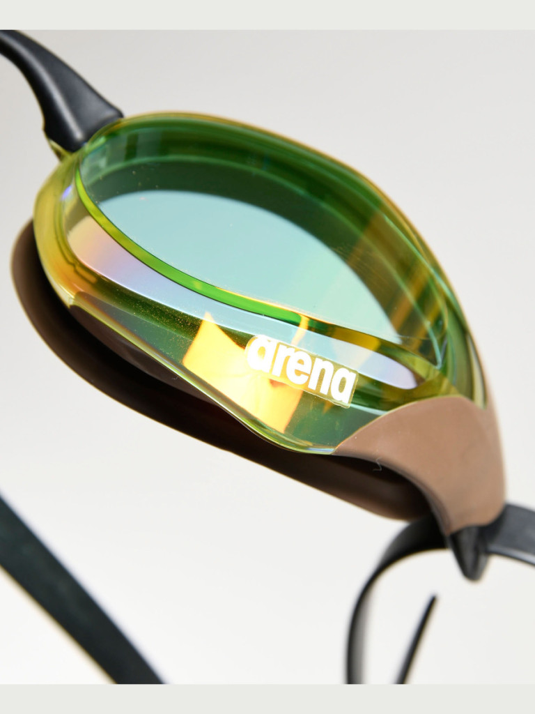 Състезателни очила за плуване Arena Cobra Core Swipe Mirror - Yellow Copper-Choco