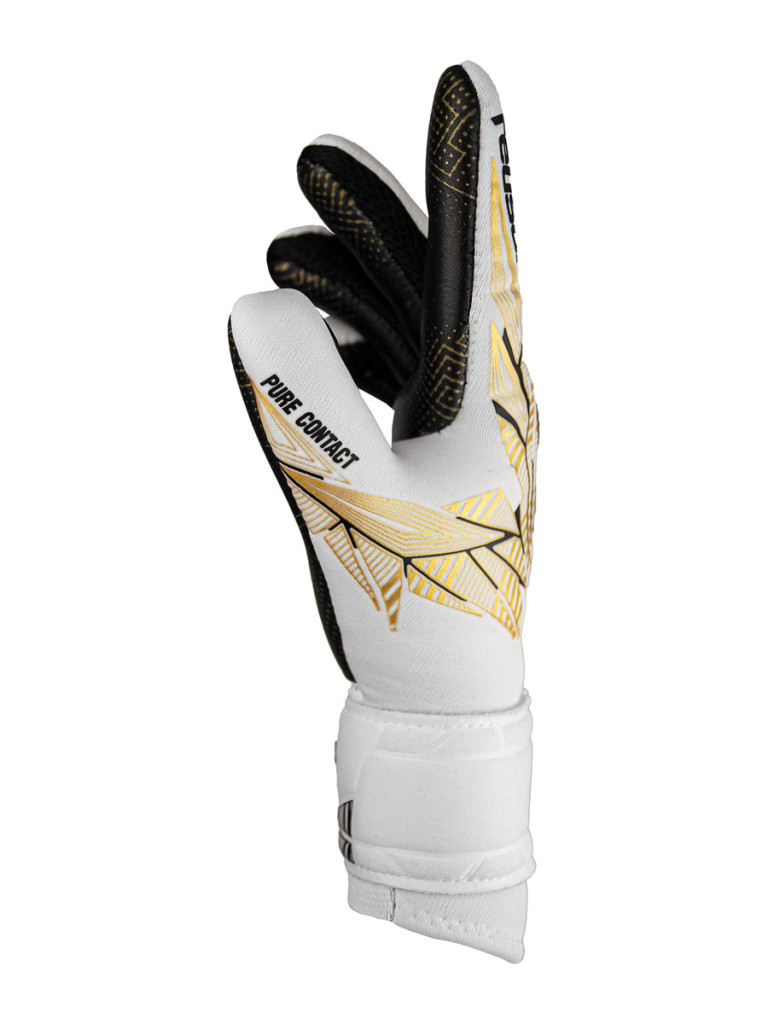 Детски вратарски ръкавици Reusch Pure Contact Gold GluePrint Junior 2024 - White-Gold-Black