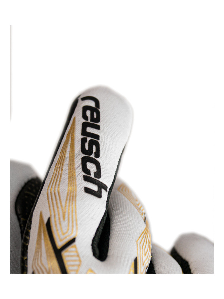 Reusch Pure Contact Gold GluePrint Junior 2024 Goalkeeper Gloves - White-Gold-Black