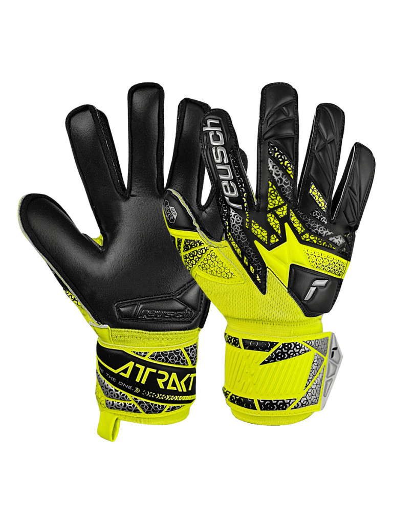 Детски вратарски ръкавици Reusch Attrakt Silver Junior 2025 - Safety Yellow-Silver-Black
