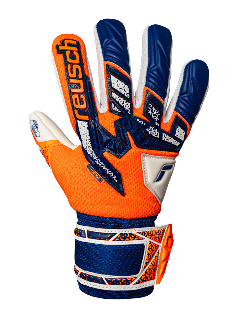 Reusch Attrakt Freegel Gold NC Junior 2025 Goalkeeper Gloves - Shocking Orange-Energize Blue