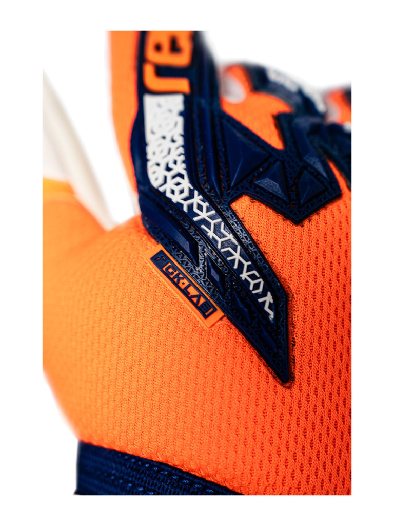 Reusch Attrakt Freegel Gold NC Junior 2025 Goalkeeper Gloves - Shocking Orange-Energize Blue