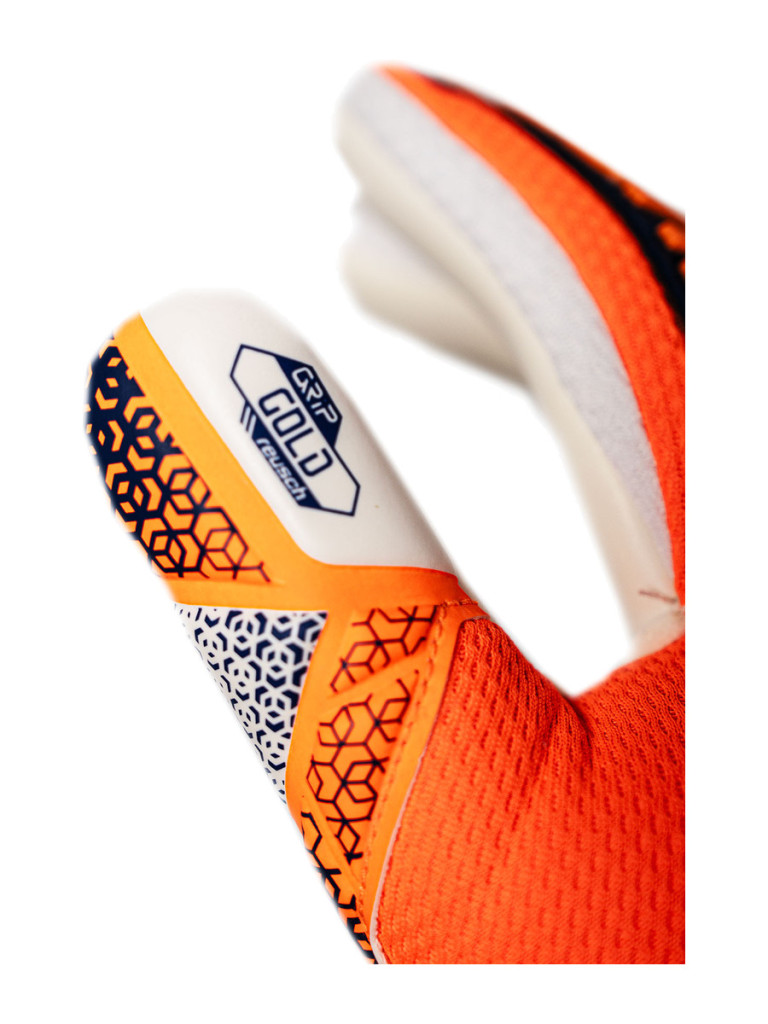 Reusch Attrakt Freegel Gold NC Junior 2025 Goalkeeper Gloves - Shocking Orange-Energize Blue