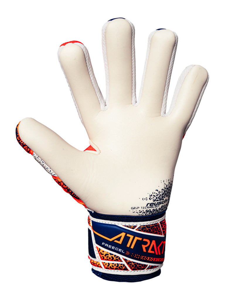 Reusch Attrakt Freegel Gold NC Junior 2025 Goalkeeper Gloves - Shocking Orange-Energize Blue