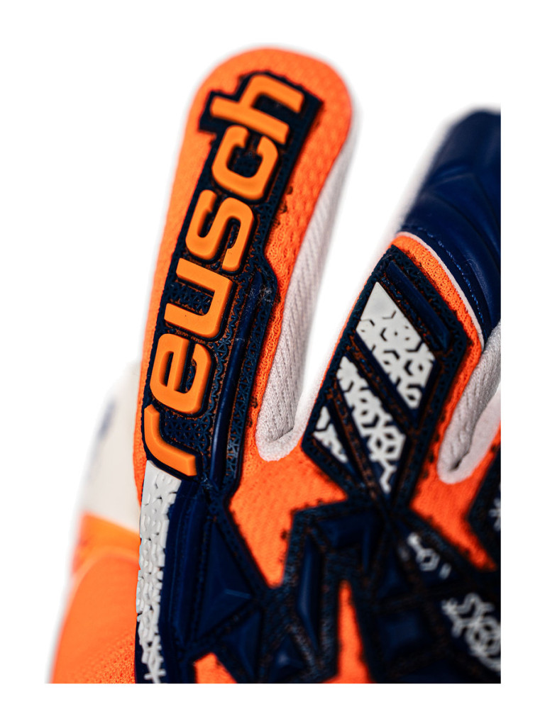 Reusch Attrakt Freegel Gold NC Junior 2025 Goalkeeper Gloves - Shocking Orange-Energize Blue