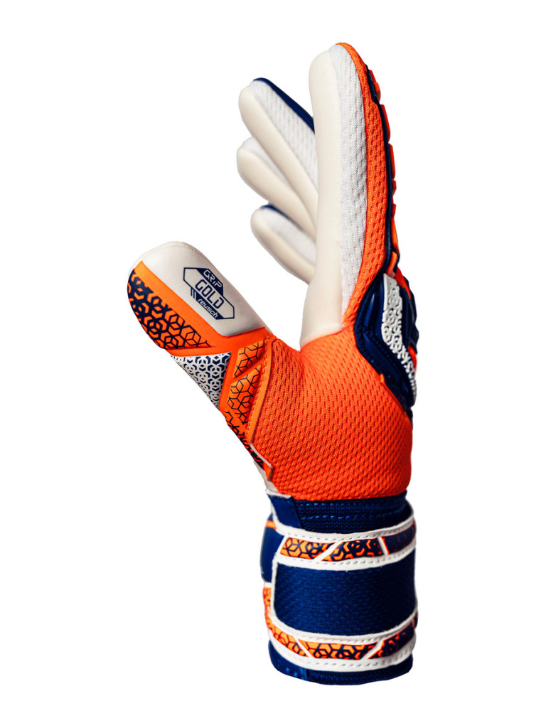 Reusch Attrakt Freegel Gold NC Junior 2025 Goalkeeper Gloves - Shocking Orange-Energize Blue