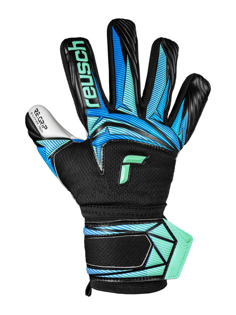 Детски вратарски ръкавици Reusch Attrakt RE:GRIP NC Junior 2026 - Black-Ocean-Light