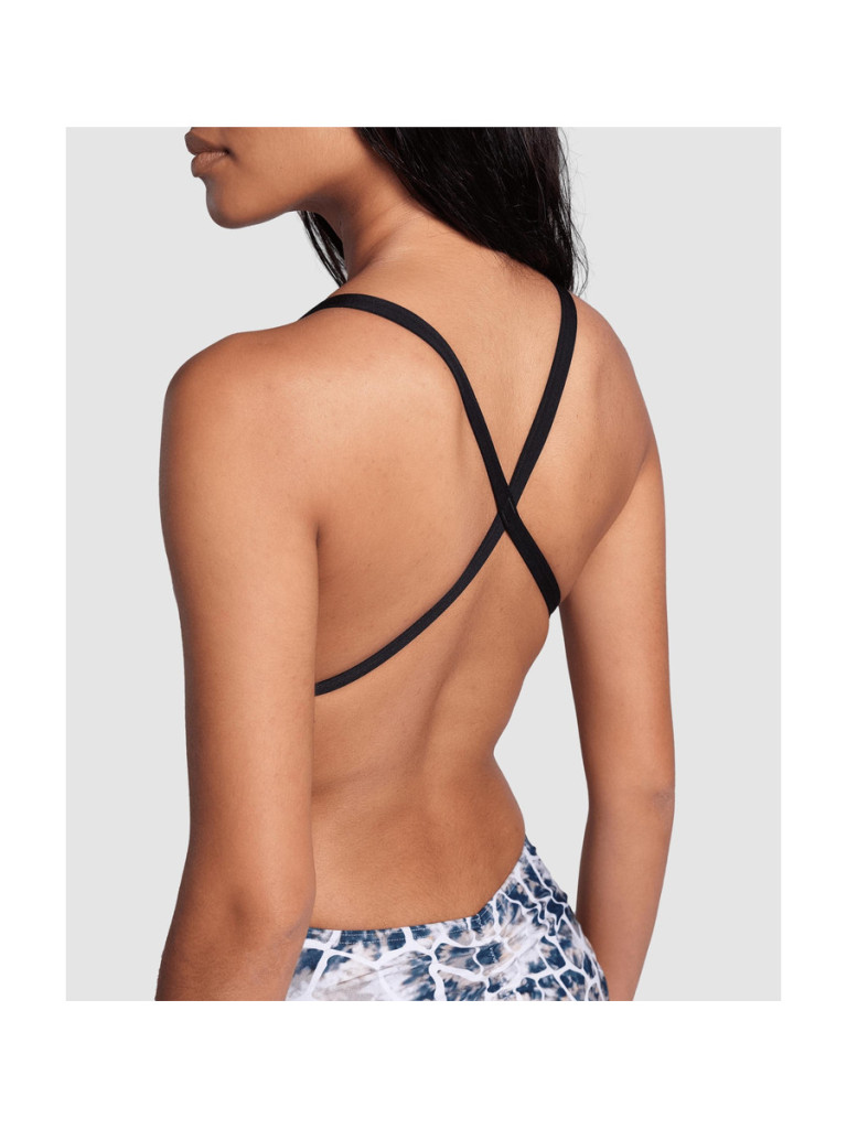 Дамски цял бански Arena Earth Xcross Back - Black-White-Grey
