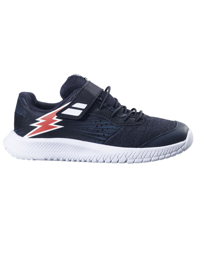 Детски тенис обувки за момчета Babolat PULSION All Court KID - Black / Fiesta Red