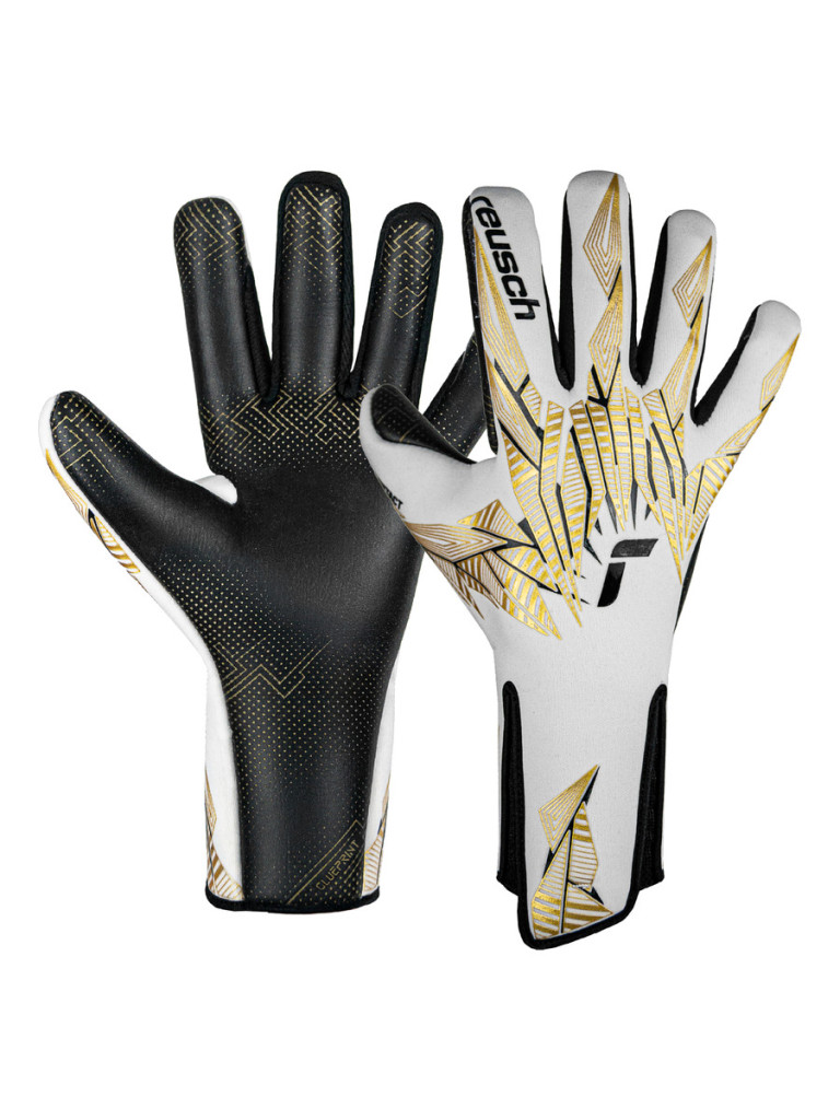 Reusch Pure Contact Gold X GluePrint Strapless 2024 Goalkeeper Gloves - White-Gold-Black