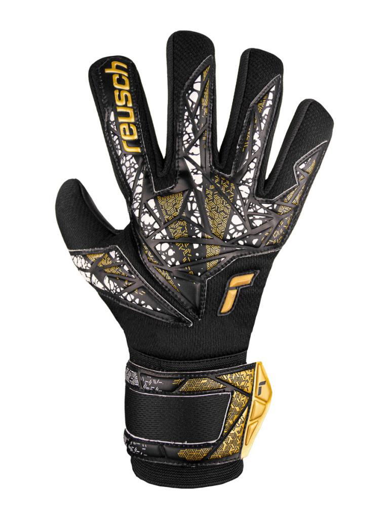 Детски вратарски ръкавици Reusch Attrakt Silver NC Finger Support Junior 2024 - Black-Gold-White-Black