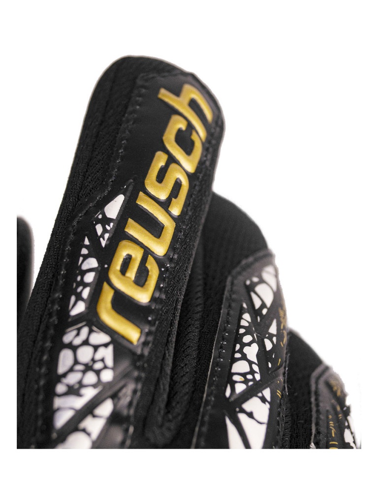Reusch Attrakt Silver NC Finger Support Junior 2024 Goalkeeper Gloves - Black-Gold-White-Black