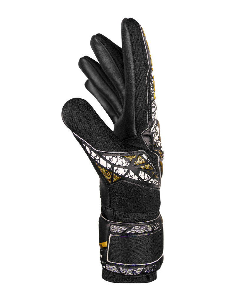 Детски вратарски ръкавици Reusch Attrakt Silver NC Finger Support Junior 2024 - Black-Gold-White-Black