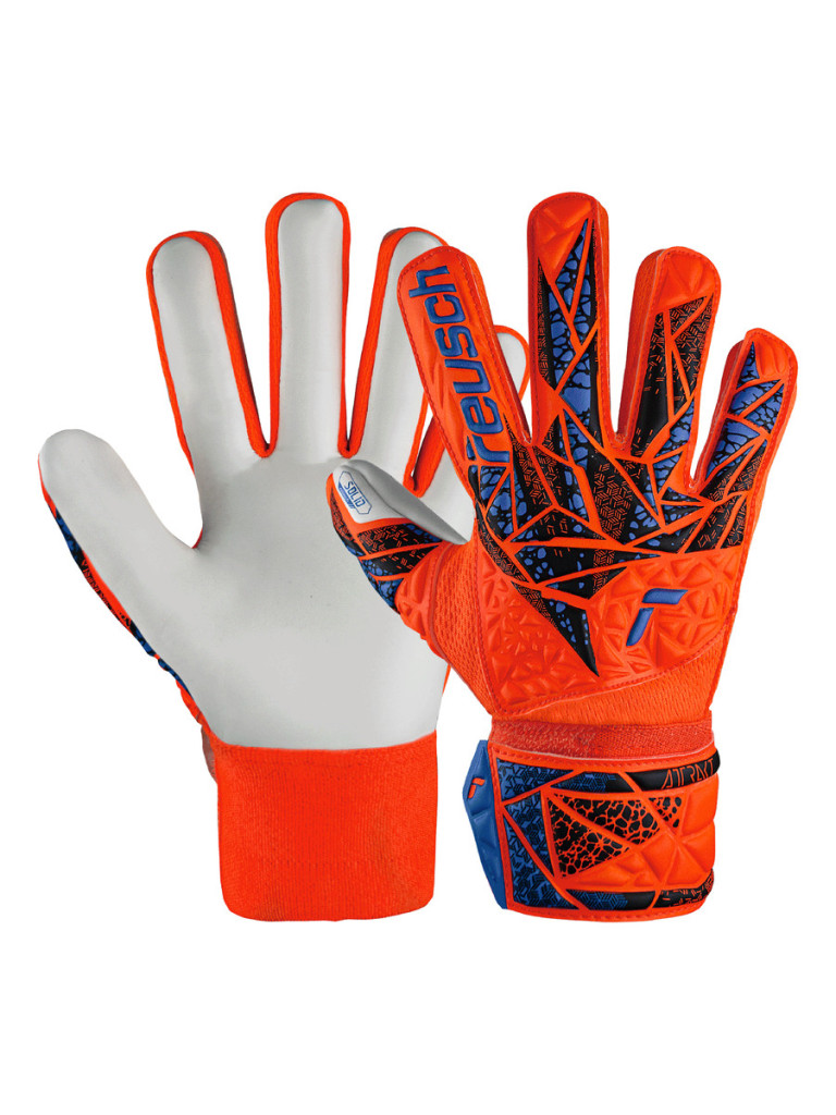 Reusch Attrakt Starter Solid Finger Support Junior 2024 Goalkeeper Gloves - Orange-Blue