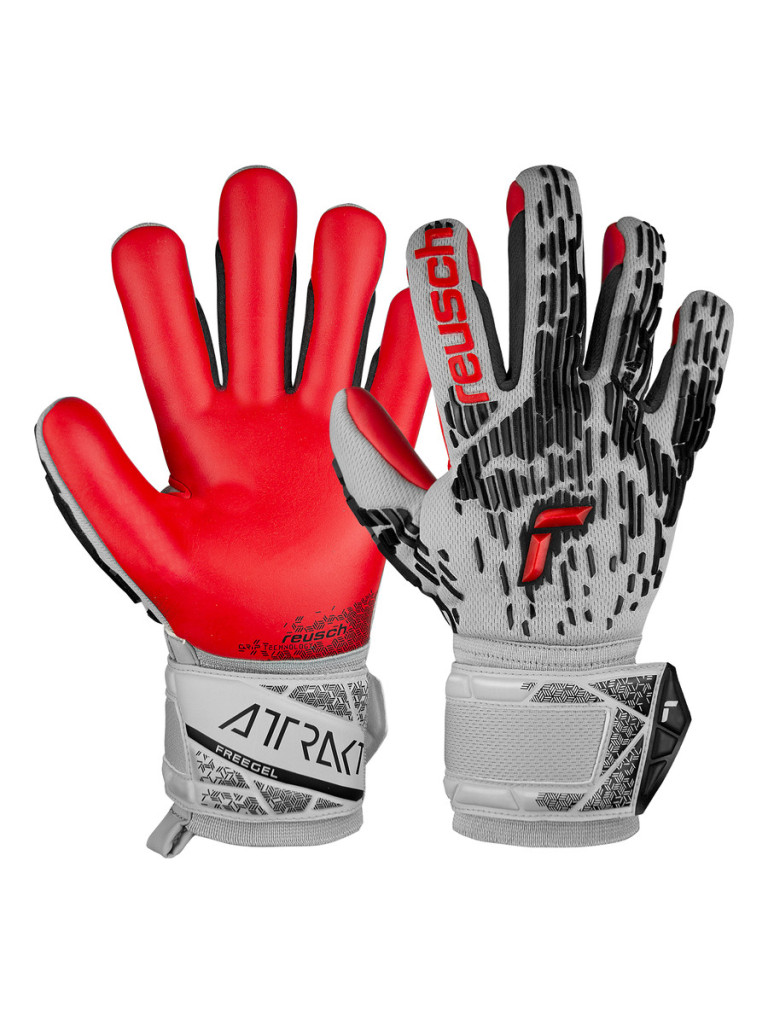 Reusch Attrakt Freegel Silver Junior 2023 Goalkeeper Gloves - Vapor Grey-Fiery Red