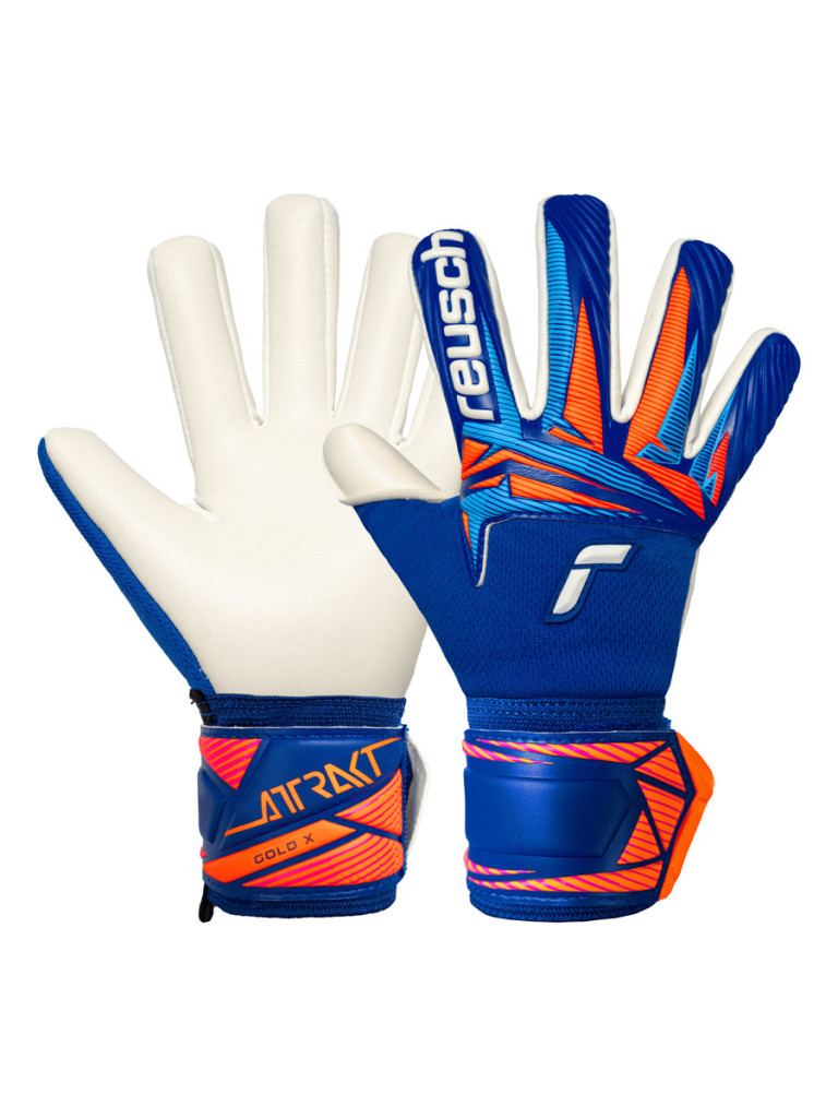Reusch Attrakt Gold X NC Junior 2026 Goalkeeper Gloves - Sharp Blue-White-Shocking Orange