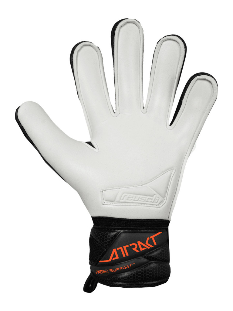 Reusch Attrakt Advance Finger Support Junior 2026 Goalkeeper Gloves - Black-Shocking-Orange
