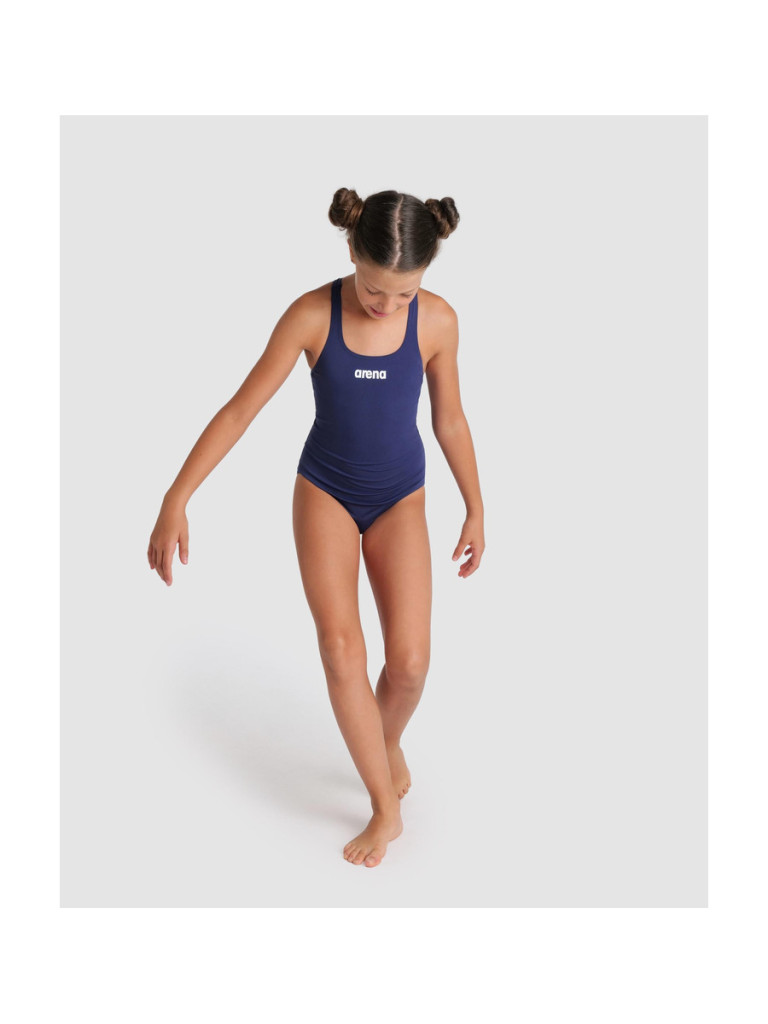 Детски цял бански Arena Team Swim Pro Solid за момичета - Navy-White