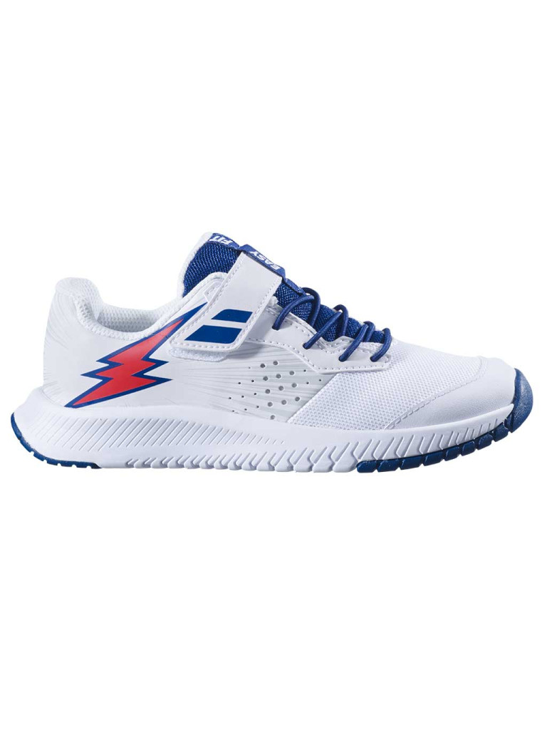 Детски тенис обувки за момчета Babolat PULSION All Court KID - White / Estate Blue