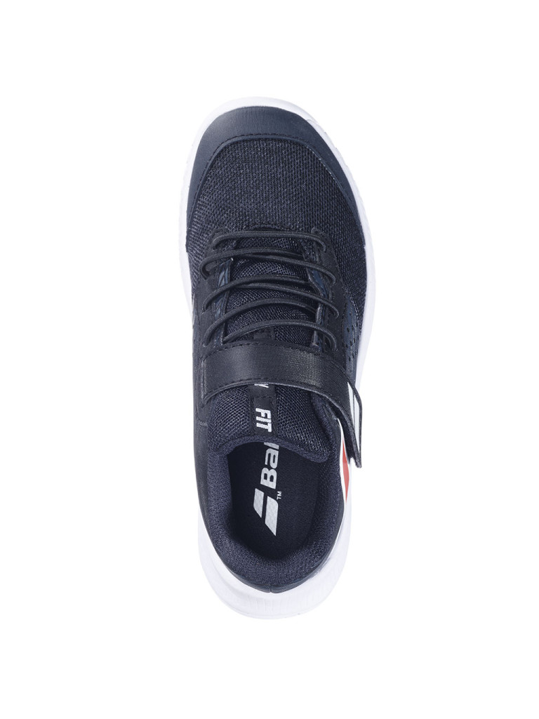 Детски тенис обувки за момчета Babolat PULSION All Court KID - Black / Fiesta Red