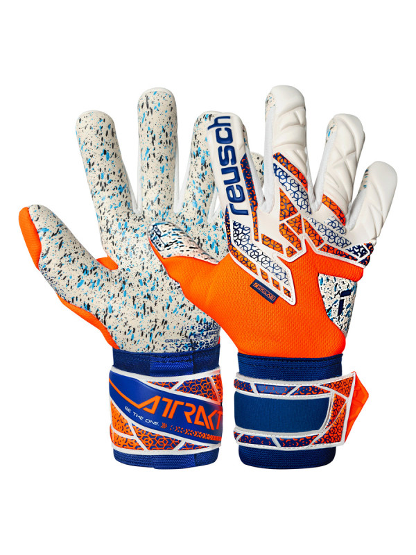 Reusch Attrakt Fusion 2025 Goalkeeper Gloves - Shocking Orange-Energize Blue