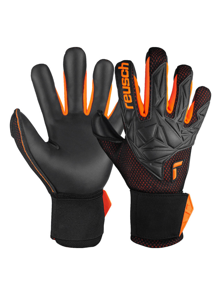 Reusch Attrakt Infinity Airvent 2024 Goalkeeper Gloves - Black-Shocking Orange-Black