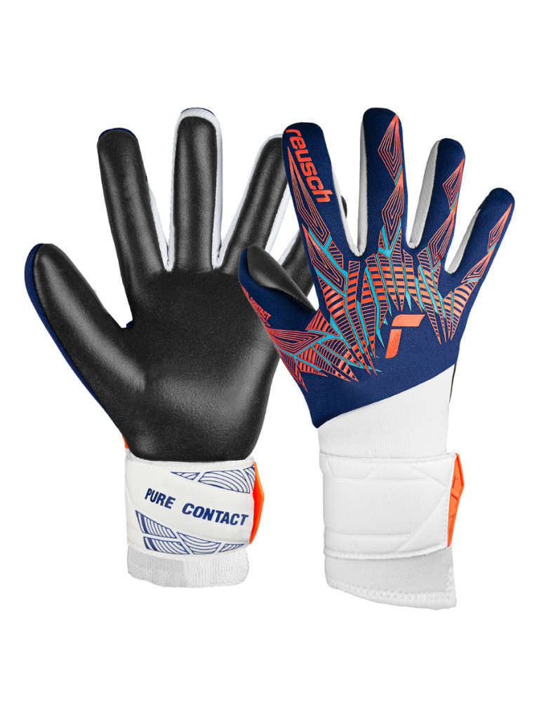 Reusch Pure Contact Silver 2024 Goalkeeper Gloves - Premium Blue-Electric Orange-Black