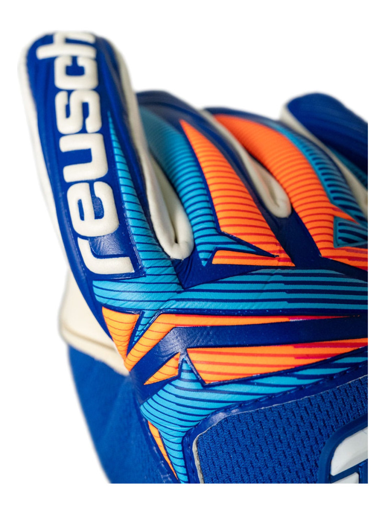 Reusch Attrakt Gold X NC Junior 2026 Goalkeeper Gloves - Sharp Blue-White-Shocking Orange