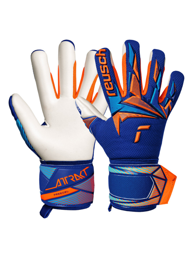 Reusch Attrakt Freegel Advance Junior 2026 Goalkeeper Gloves - Blue-Orange-Turquoise