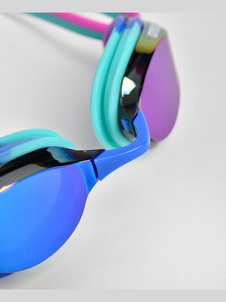 Състезателни очила за плуване Arena Python Mirror - Turquoise-Water-Fuchsia