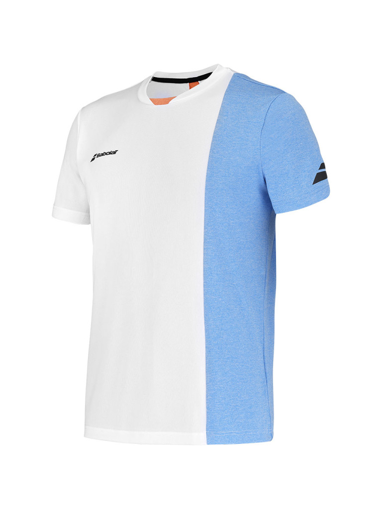 Мъжка тениска Babolat PLAY CREW NECK - White / Blithe Blue