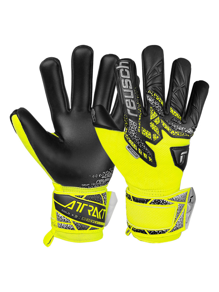 Детски вратарски ръкавици Reusch Attrakt Gold X NC Junior 2025 - Safety Yellow-Silver-Black