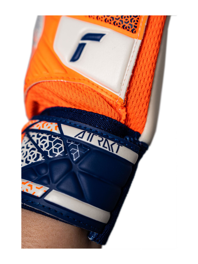 Детски вратарски ръкавици Reusch Attrakt Starter Solid Junior 2025 - Shocking Orange-Energize Blue